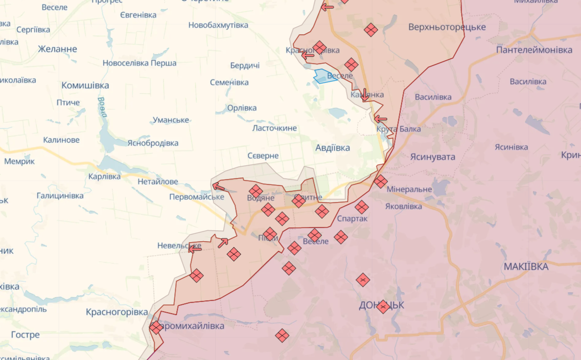 ЗСУ просуваються під Авдіївкою: актуальна карта бойових дій
