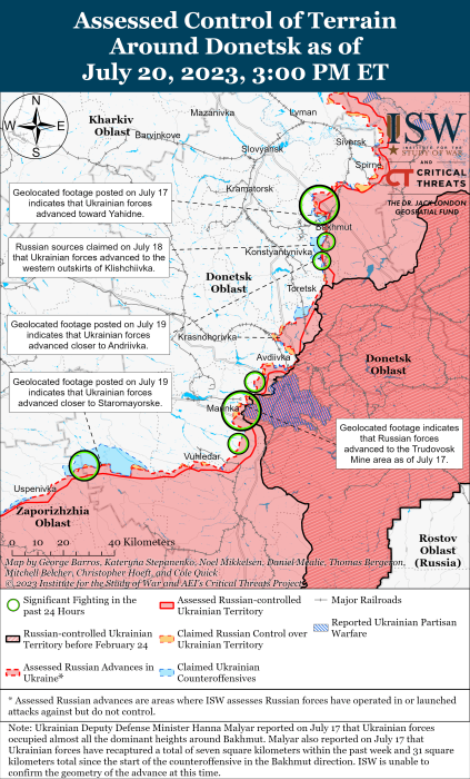 Карта бойових дій 21 липня –