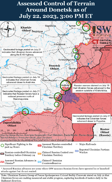 Карта бойових дій 23 липня –
