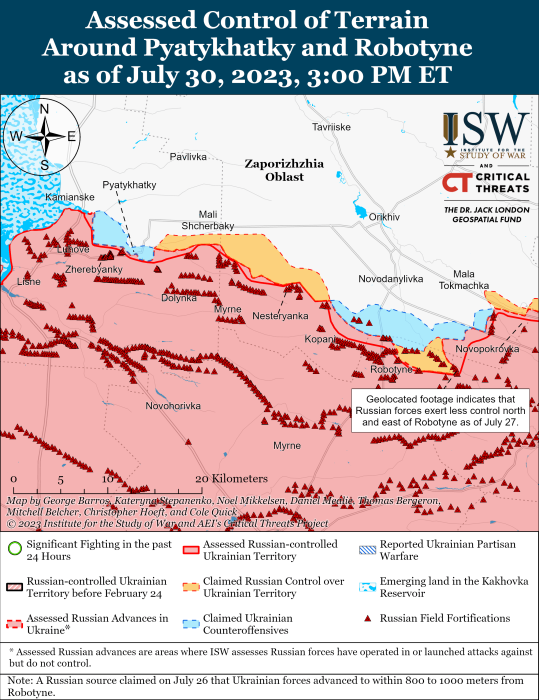 Карта бойових дій 31 липня –