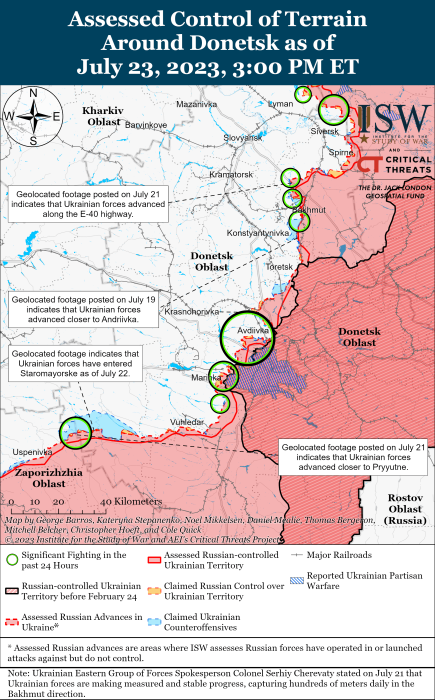 Карта бойових дій 24 липня –