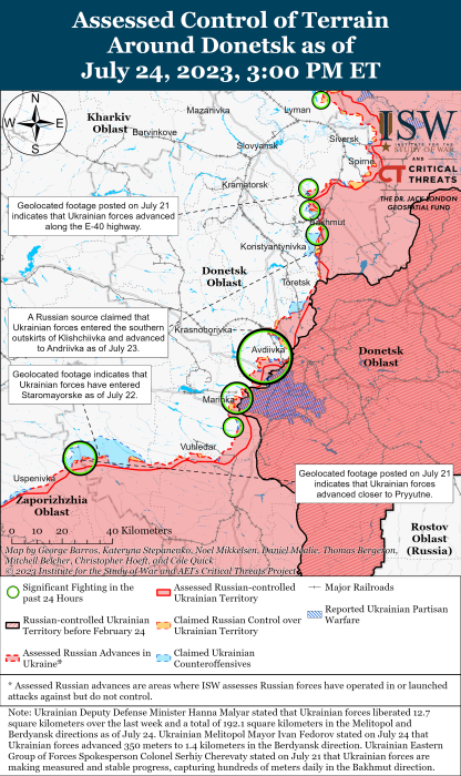 Карта бойових дій 25 липня –