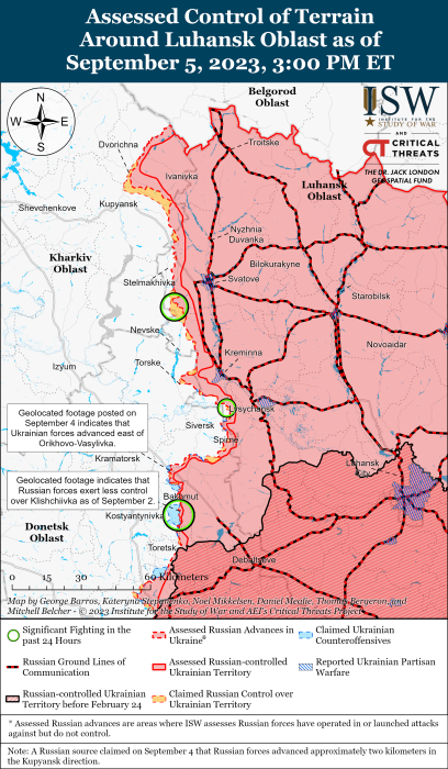 Карта бойових дій в Україні 6 вересня -