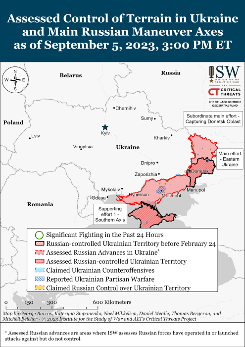 Карта бойових дій в Україні 6 вересня -