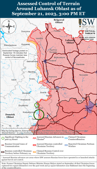 Мапа бойових дій в Україні 22 вересня -