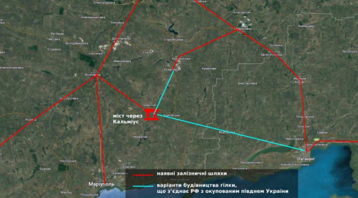 РФ хоче збудувати залізницю, щоб сполучити Бердянськ із Кримом та Ростовом.