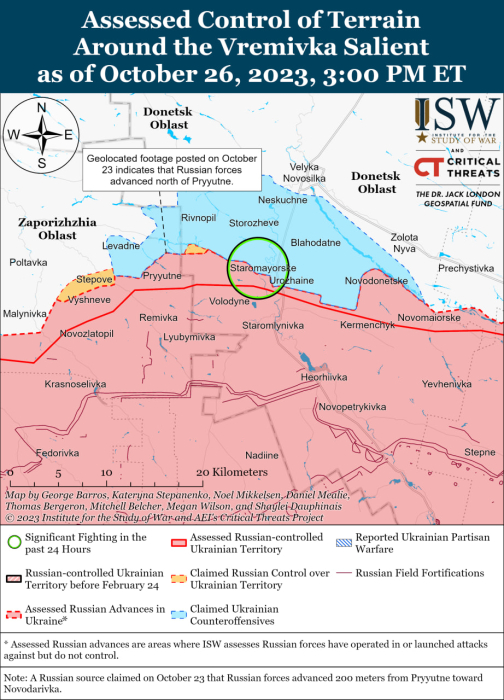 Мапа бойових дій в Україні 27 жовтня -