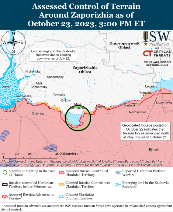 Карта бойових дій в Україні 24 жовтня Фото: understandingwar.org