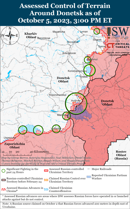 Карта бойових дій в Україні 6 жовтня -