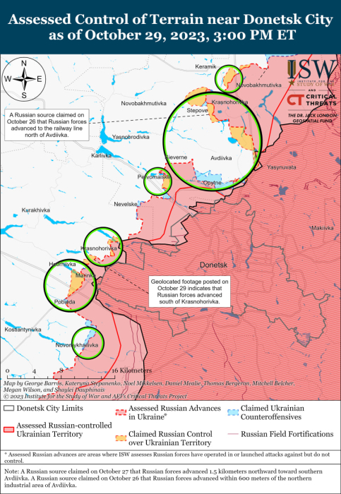 Карта бойових дій в Україні 30 жовтня Фото: understandingwar.org
