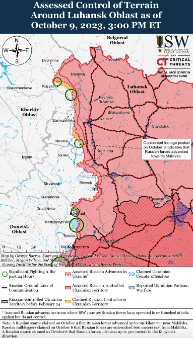 Мапа бойових дій в Україні 10 жовтня -