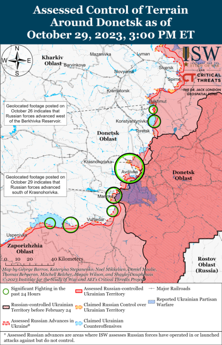 Карта бойових дій в Україні 30 жовтня Фото: understandingwar.org