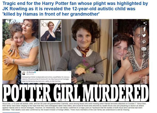 За інформацією Daily Mail, 80-річна жінка та її онука Ноя Дан, яка страждає на аутизм, були серед безвісти зниклих 7 жовтня, після нападу ХАМАС.