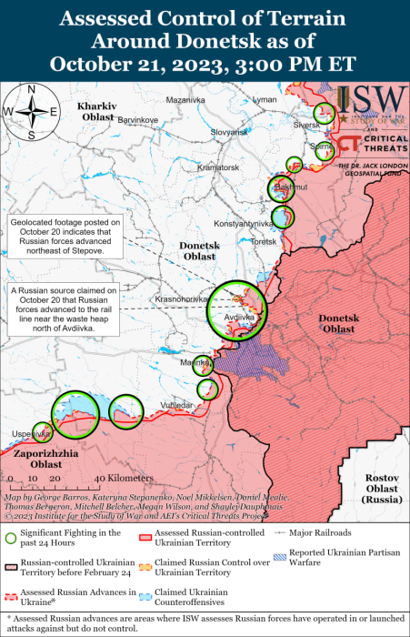 Карта бойових дій в Україні 22 жовтня Фото: understandingwar.org