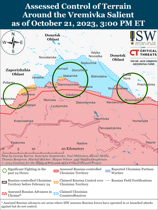 Карта бойових дій в Україні 22 жовтня Фото: understandingwar.org