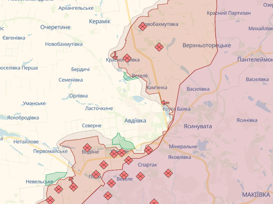 Зокрема, противник намагається наступати в районах Авдіївки, Тоненького, Кераміка та Первомайського.