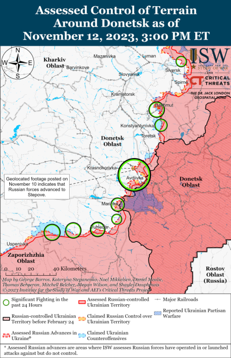 Карта бойових дій в Україні 13 листопада.