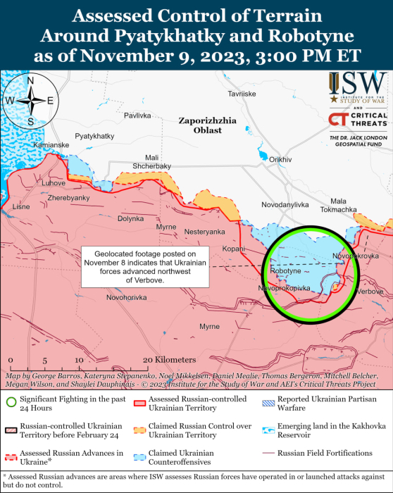Карта бойових дій в Україні 10 листопада.