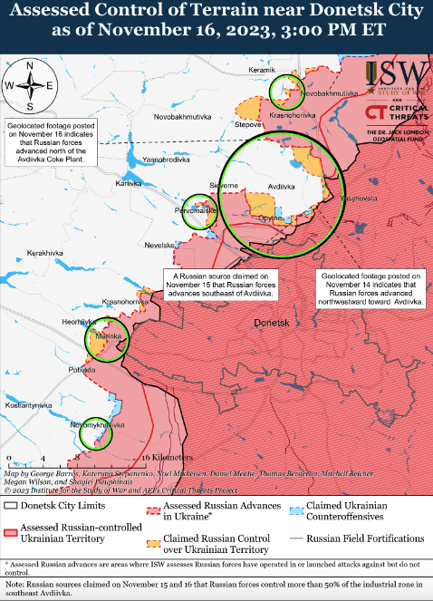 Карта бойових дій в Україні 17 листопада.