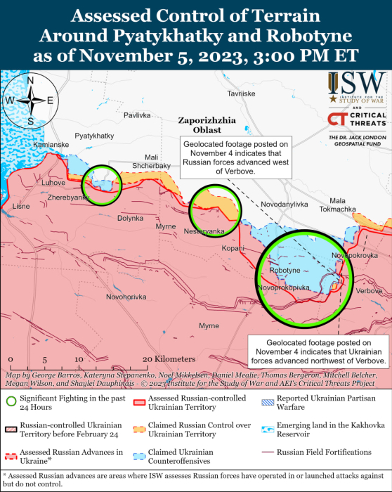 Карта бойових дій в Україні 6 листопада.