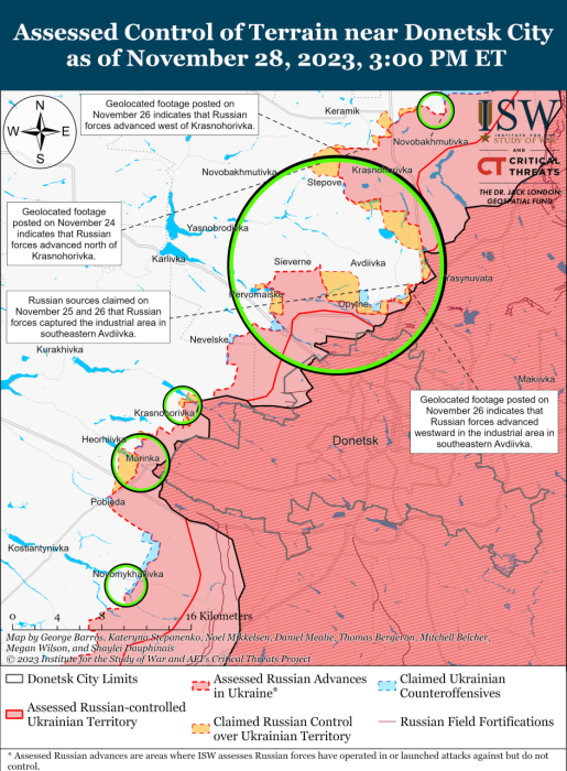 Карта бойових дій в Україні на 29 листопада