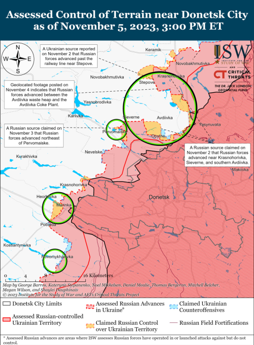 Карта бойових дій в Україні 6 листопада.