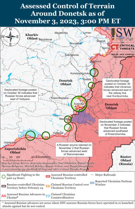 Карта бойових дій в Україні 4 листопада.