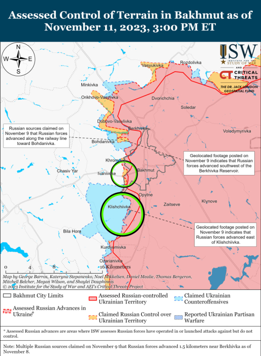 Карта бойових дій в Україні 12 листопада.