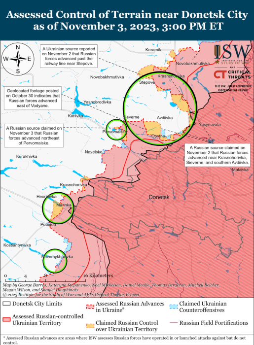 Карта бойових дій в Україні 4 листопада.
