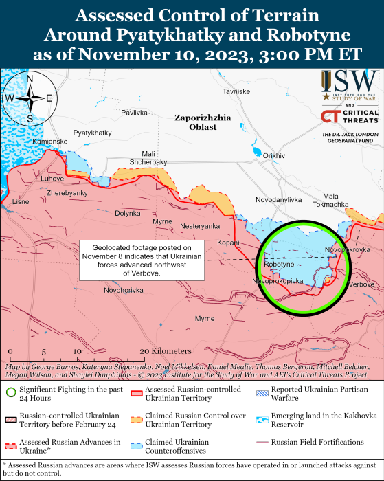 Карта бойових дій в Україні 11 листопада.