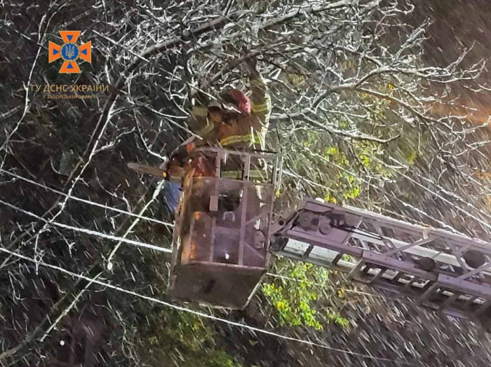 Рятувальники показали наслідки снігопаду в Запоріжжі.