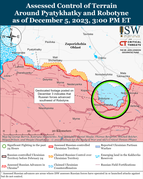 Карта бойових дій в Україні 6 грудня.