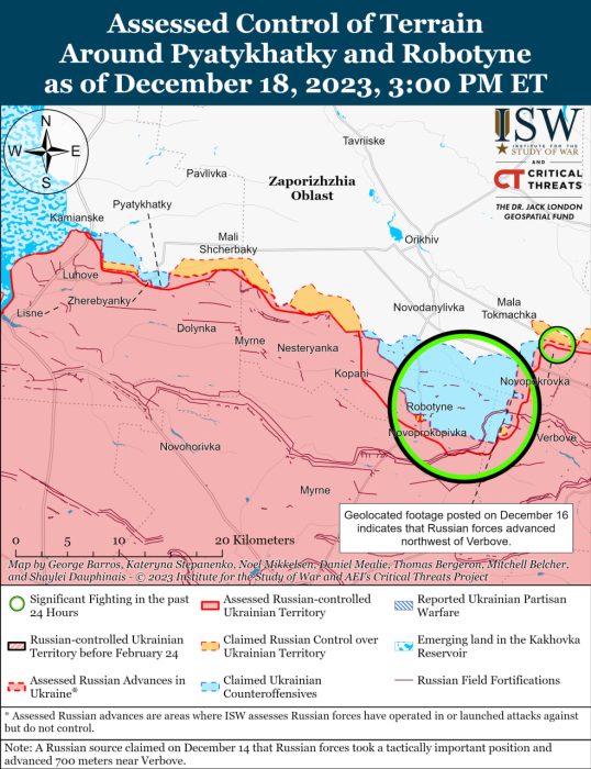Карта бойових дій в Україні 19 грудня.