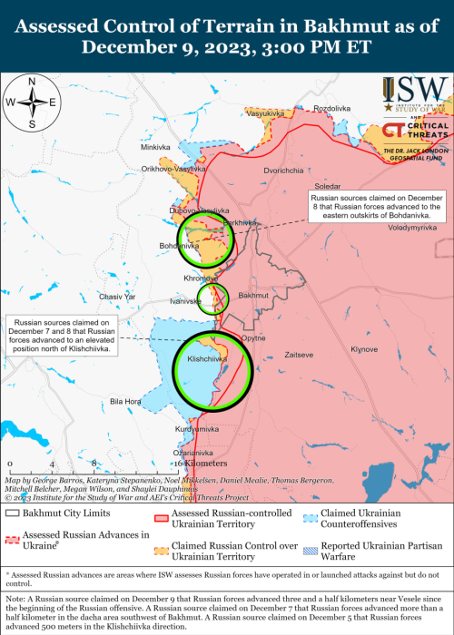Карта бойових дій в Україні 10 грудня.