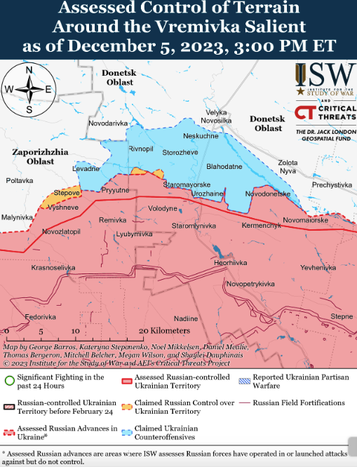 Карта бойових дій в Україні 7 грудня.