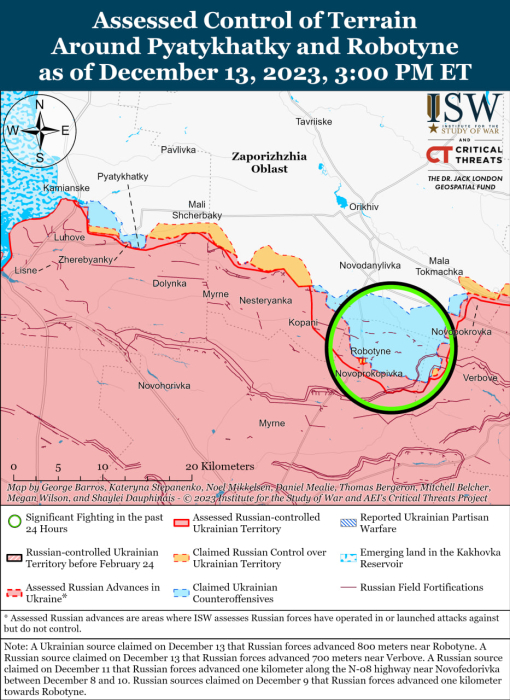 Карта бойових дій в Україні 14 грудня.