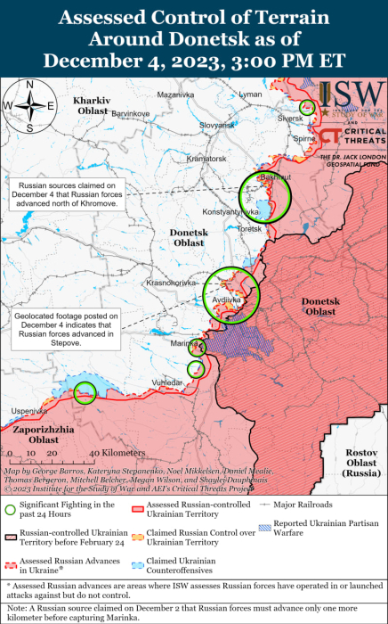 Карта бойових дій в Україні 5 грудня.