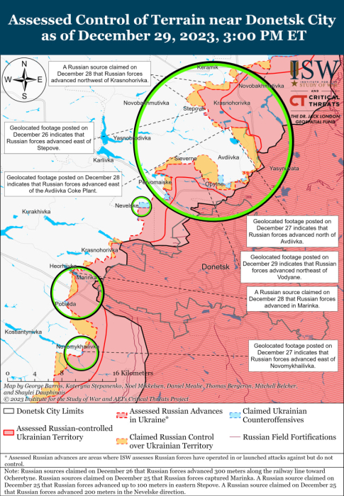 Карта бойових дій в Україні 30 грудня.