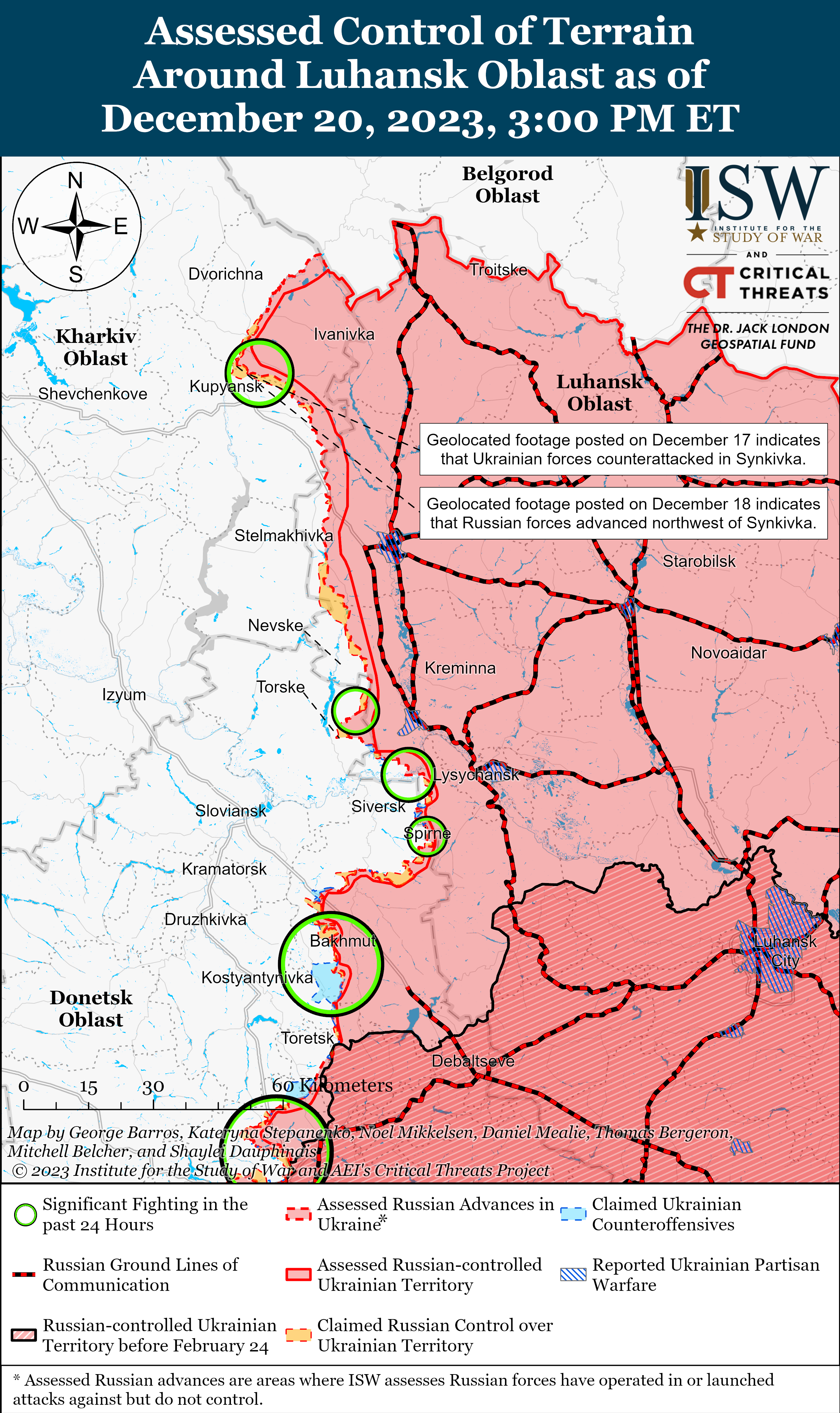 Українські війська контратакували в районі Авдіївки: карти боїв ISW