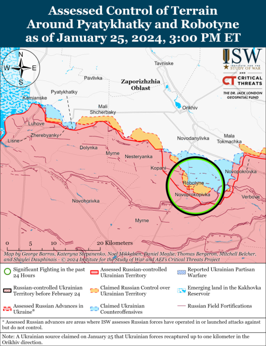 Карта бойових дій в Україні 26 січня.