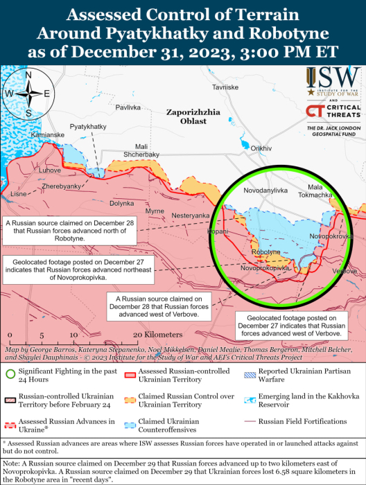 Карта бойових дій в Україні 1 січня.