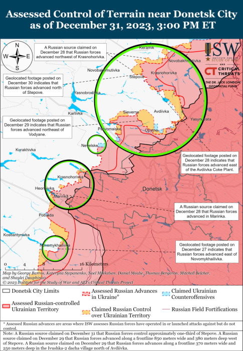 Карта бойових дій в Україні 1 січня.