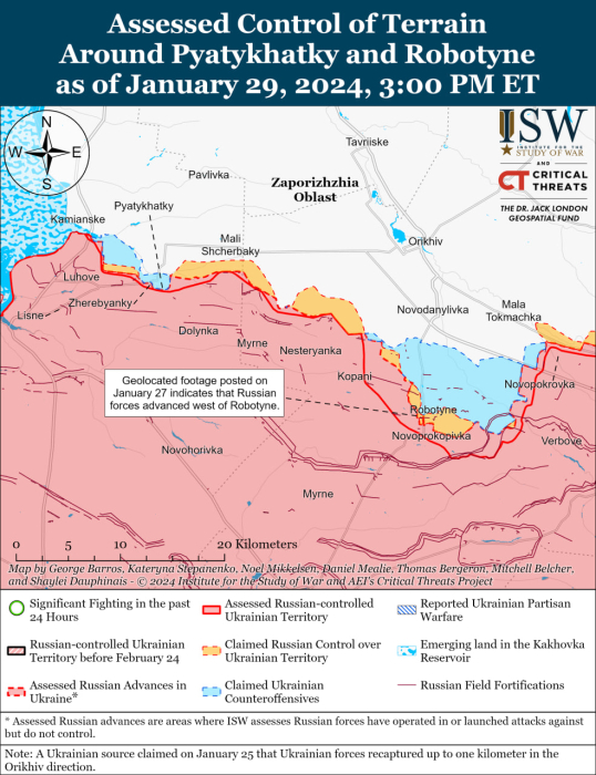 Карта бойових дій в Україні 30 січня.