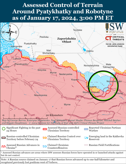 Карта бойових дій в Україні 18 січня.