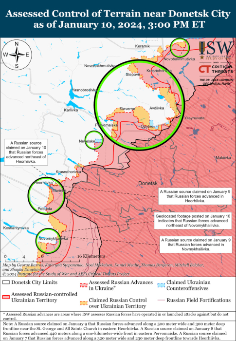 Карта бойових дій в Україні 11 січня.