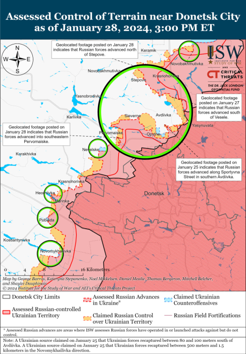 Карта бойових дій в Україні 29 січня.