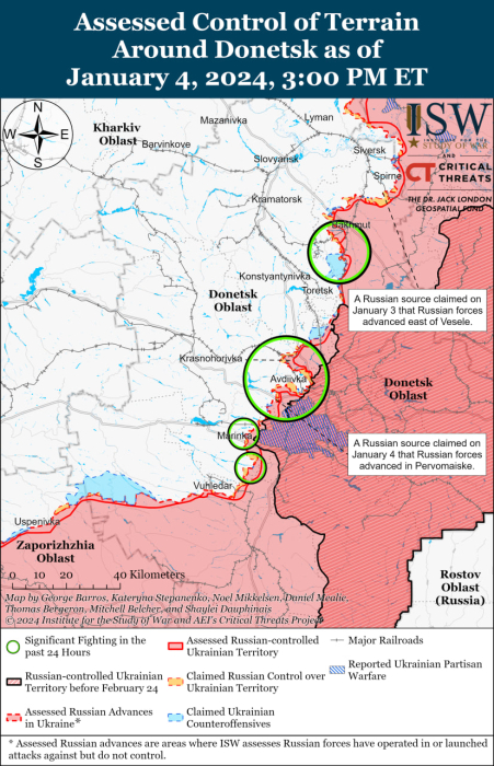 Карта бойових дій в Україні 5 січня.