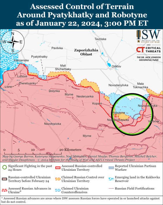 Карта бойових дій в Україні 23 січня.