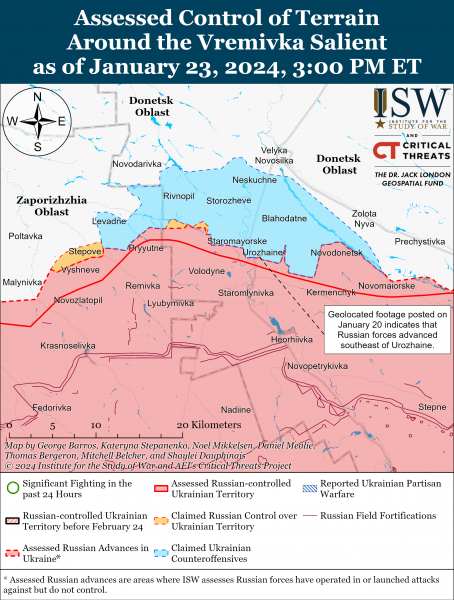 Россияне безуспешно пытались вернуть позиции в Крынках: карты ISW