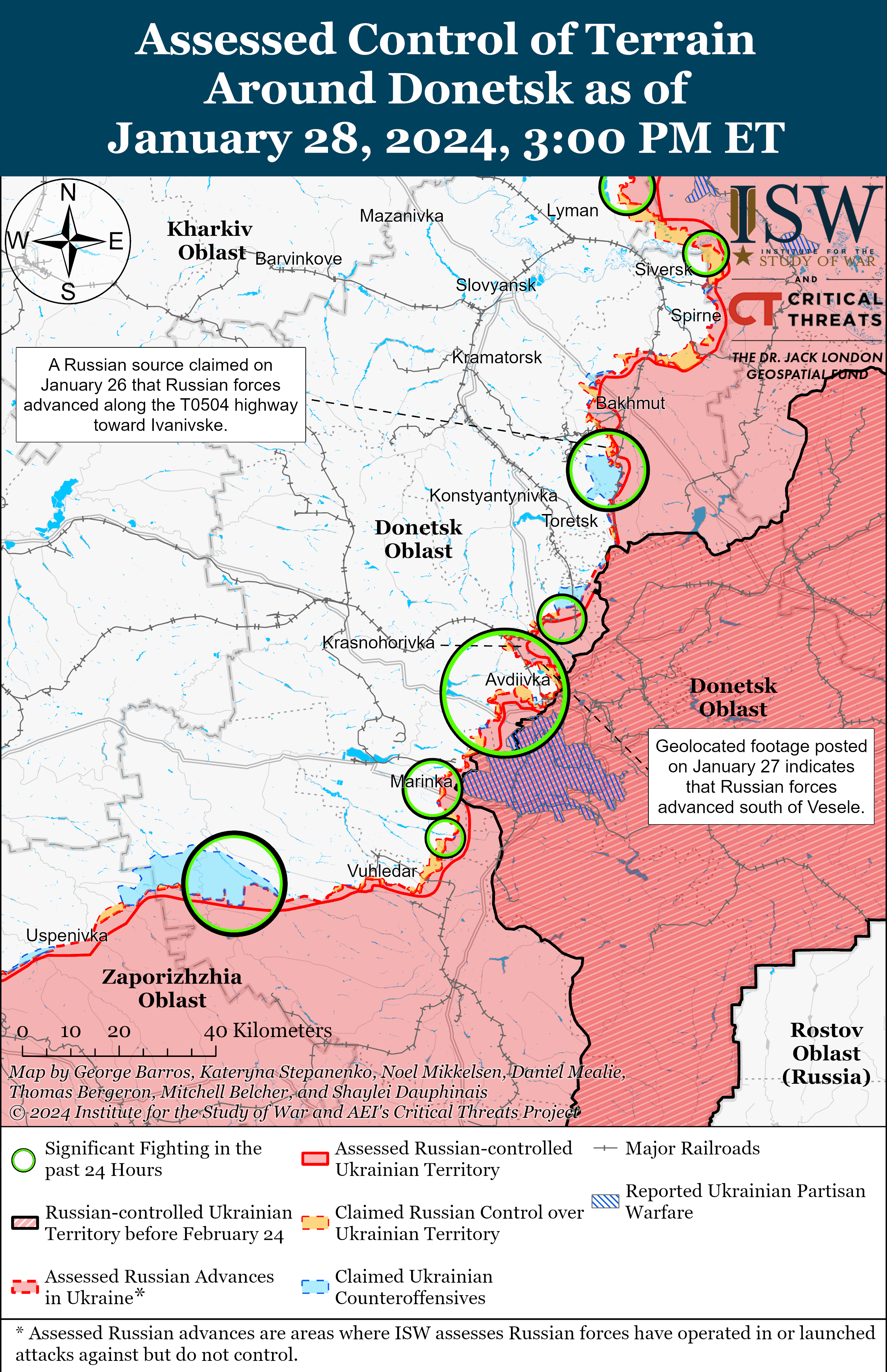 Російські війська постійно змінюють свою тактику на Авдіївському напрямку: карти ISW